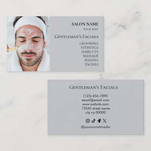 Carte De Visite Soins du visage pour hommes Salon de beauté