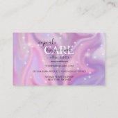 Carte De Visite Soins essentiels à la cupcake violet holographique (Dos)
