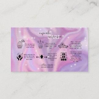 Carte De Visite Soins essentiels à la cupcake violet holographique