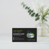 Carte De Visite Soins et services de pelouse Black Green Professio (Debout devant)