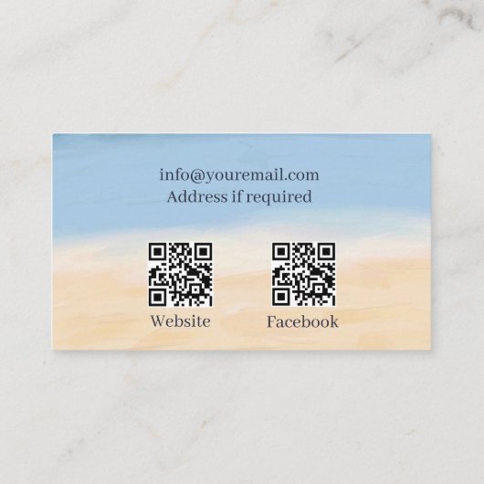 Carte De Visite Soins infirmiers Médicales QR Codes Seashell Beach (Dos)