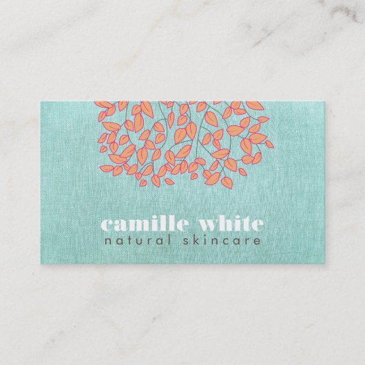 Carte De Visite Soins naturels Beauté Bleu Turquoise Linge Look (Devant)