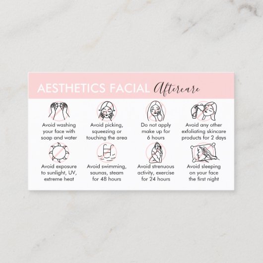 Carte De Visite Soins post-traitement esthétique facial (Dos)