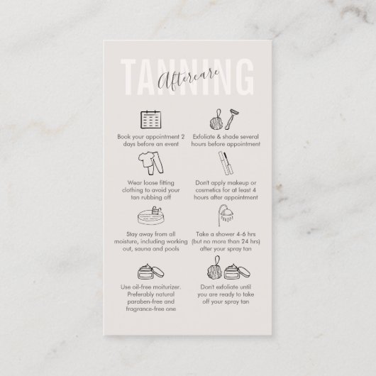 Carte De Visite Soins postérieurs en bronzage beige crème (Dos)