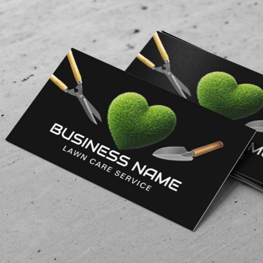 Carte De Visite Soins professionnels de la pelouse du coeur de gra