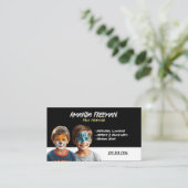 Carte De Visite Soirée de peinture noire et jaune (Debout devant)