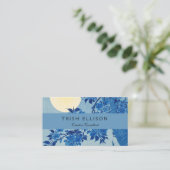 Carte De Visite Soirée Lune Arbre Bleu Lune (Debout devant)