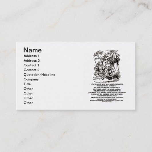 Carte De Visite Soit le pays des merveilles ce que vous sembleriez (Devant)