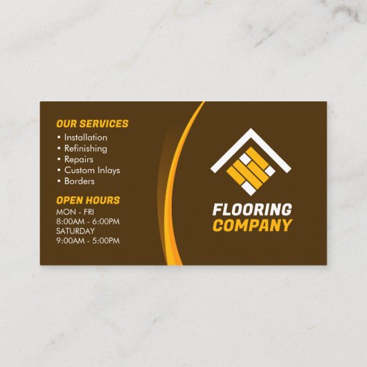 Carte De Visite Sol Entrepreneur Carrelage en bois Brown Jaune (Dos)