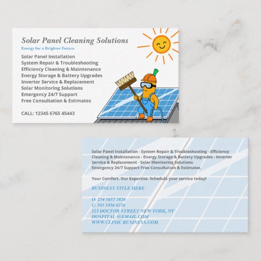 Carte De Visite Solar Panel Cleaning Services (Devant / Derrière)