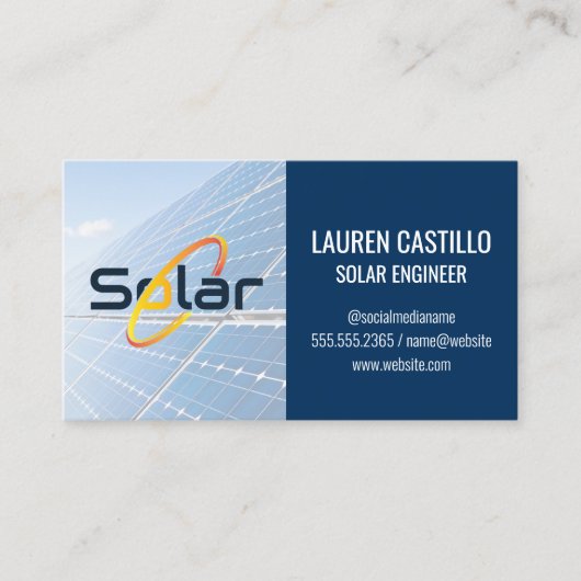 Carte De Visite Solar Panels Energy | Light Bulb | QR Scan Code (Devant)