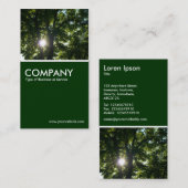Carte De Visite Soleil à travers les arbres - Vert foncé (Devant / Derrière)