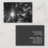 Carte De Visite Soleil brillant à travers les arbres B&W (Devant / Derrière)