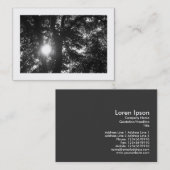 Carte De Visite Soleil brillant à travers les arbres B&W (Devant / Derrière)