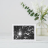 Carte De Visite Soleil brillant à travers les arbres B&W (Debout devant)