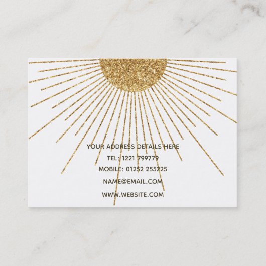 Carte De Visite Soleil brillant or blanc moderne (Dos)
