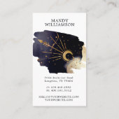 Carte De Visite Soleil céleste holistique & Lune Encre foncée Mono (Dos)