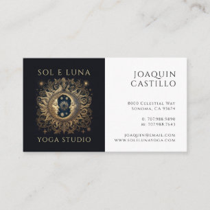Carte De Visite Soleil Céleste Holistique Lune Or Bleu Noir Yoga