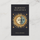 Carte De Visite Soleil Céleste Holistique Stars Or Noir (Devant)