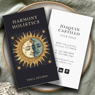 Carte De Visite Soleil Céleste Holistique Stars Or Noir