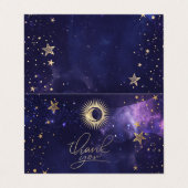 Carte De Visite Soleil céleste, Lune, Étoiles violet (Extérieur déplié)