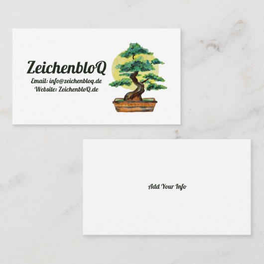 Carte De Visite Soleil de Bonsai Tree (Devant / Derrière)