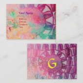 Carte De Visite SOLEIL ÉNERGIE SOLAIRE MONOGRAM rose fuchsia noir (Devant / Derrière)