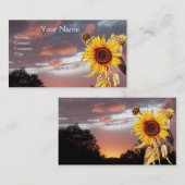 CARTE DE VISITE SOLEIL ET COUCHER DE SOLEIL D'ÉTÉ ROSE (Devant / Derrière)