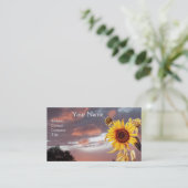 CARTE DE VISITE SOLEIL ET COUCHER DE SOLEIL D'ÉTÉ ROSE (Debout devant)