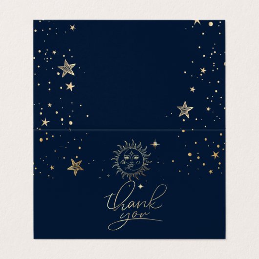 Carte De Visite Soleil Et Lune D'Or Céleste (Extérieur déplié)