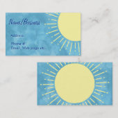 Carte De Visite Soleil Jaune Dans Ciel Bleu Personnalisé (Devant / Derrière)
