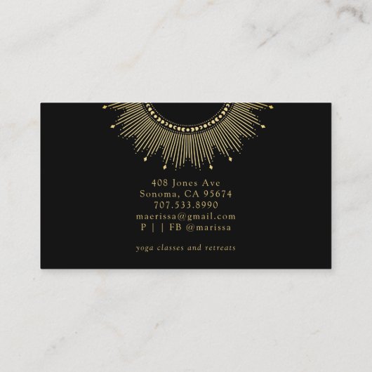 Carte De Visite Soleil noir céleste (Dos)