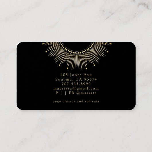 Carte De Visite Soleil noir céleste (Dos)