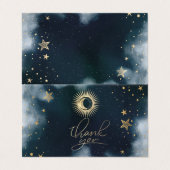 Carte De Visite Soleil Or Céleste Et Étoiles Lune Ciel Nocturne (Extérieur déplié)