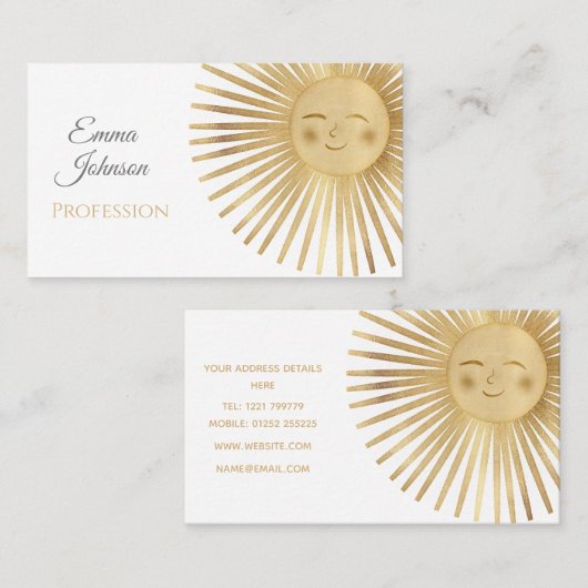 Carte De Visite Soleil Or Joyeux Soleil (Devant / Derrière)