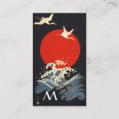 CARTE DE VISITE SOLEIL ROUGE, CRANES JAPONAISES VOLONTAIRES, VAGUE (Dos)