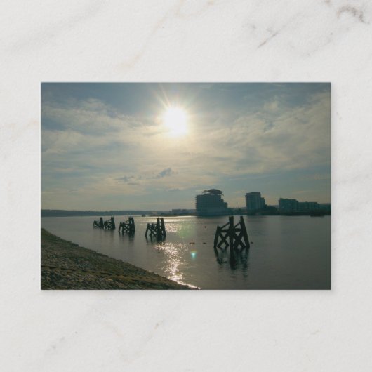 Carte De Visite Soleil sur la baie de Cardiff (Devant)