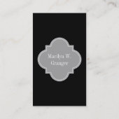 Carte De Visite Solid Black, Dark Gray Ribbon Nom Monogram (Dos)