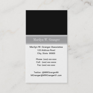 Carte De Visite Solid Black, Dark Gray Ribbon Nom Monogram