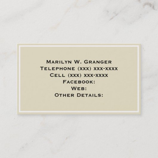 Carte De Visite Solid Color: Sable Beige (Dos)