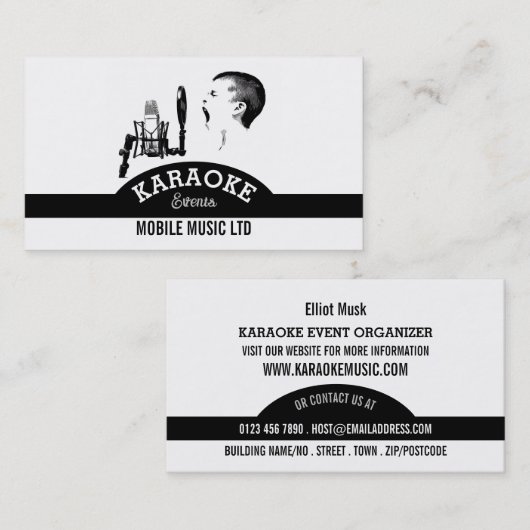 Carte De Visite Solo Singer, Karaoke Event Organizer (Devant / Derrière)