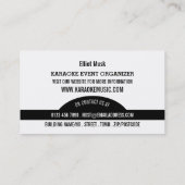 Carte De Visite Solo Singer, Karaoke Event Organizer (Dos)