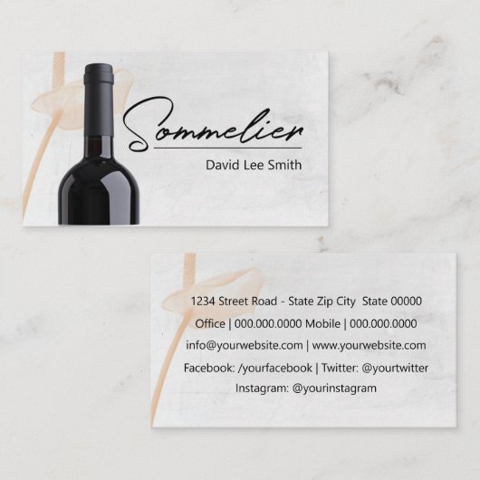 Carte De Visite Sommelier (Devant / Derrière)