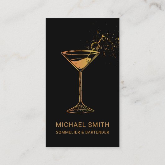 Carte De Visite Sommelier Bartender Cocktail discothèque (Devant)