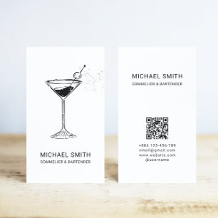 Carte De Visite Sommelier Bartender Cocktail discothèque