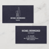 Carte De Visite Sommelier bouteille de vin noir bleu (Devant / Derrière)