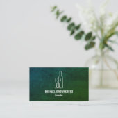 Carte De Visite Sommelier Bouteille de Vin Vert (Debout devant)