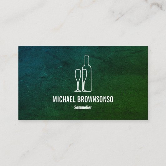 Carte De Visite Sommelier Bouteille de Vin Vert (Devant)
