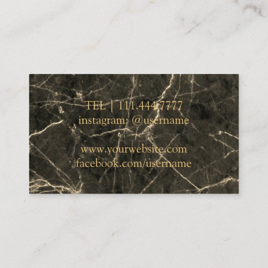 Carte De Visite Sommelier de bar moderne en marbre foncé (Dos)