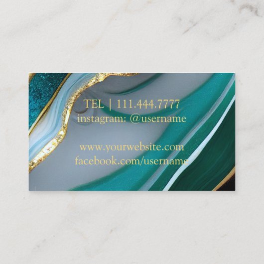 Carte De Visite Sommelier de bar moderne en marbre foncé (Dos)